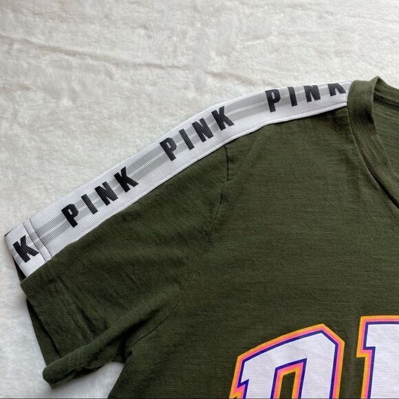 Victoria’s Secret Pink Dark Green Graphic T-Shirt Size XS - Picture 8 of 11